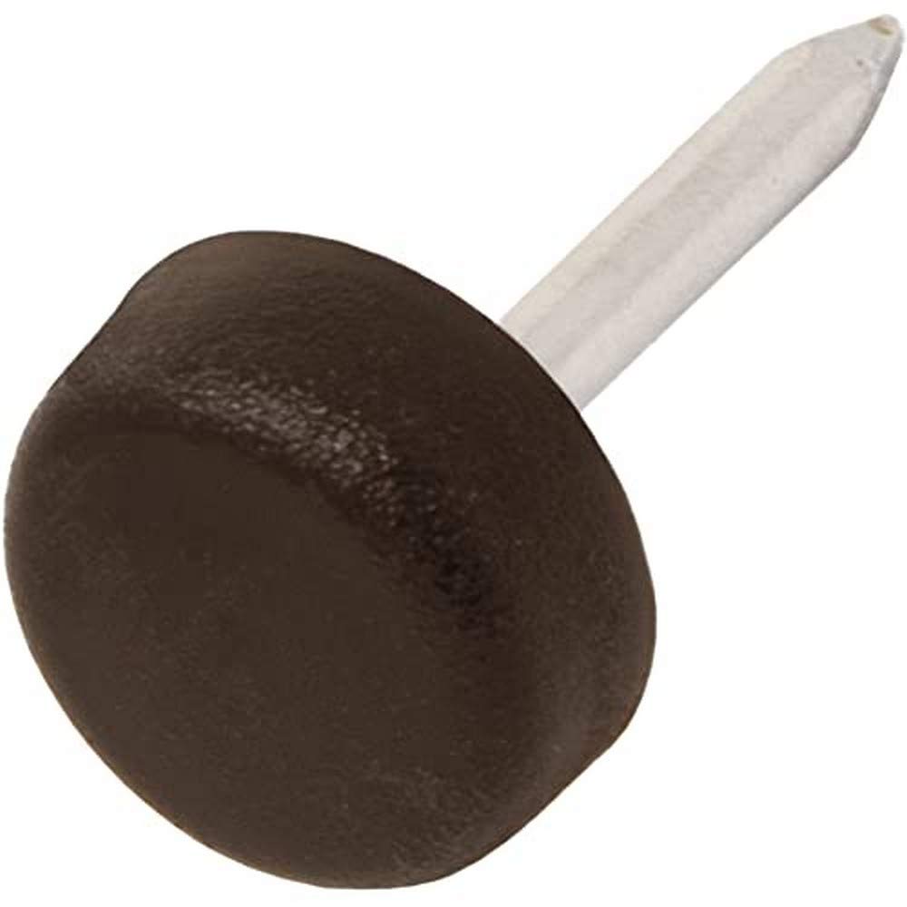 Adsamm® / 32 x Glides in plastic with nail | Ø 0,39'' (Ø 10 mm) | brown | round | Premium quality furniture sliders with nail by Adsamm®