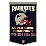 New England Patriots 24x36 Genuine Wool Super Bowl Champions Dynasty Banner NFL NWT