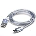 GEPLiNK 15ft Micro B USB to USB 2.0 Type A Fast Charging Date Synchronization Cable Male to Male Adapter in Silver Color For Samsung Galaxy S6, S5, S4, S3, HTC One M8, LG, Nexus 5, 4, Nokia Lumia, Sony Experia, Motorola Moto, Blackberry, Android Phones and Tablets, Windows Phones