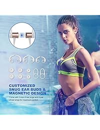 Auriculares Bluetooth, inalámbricos deportivos para correr, ligeros, estéreo, con cancelación de ruido, resistentes al sudor, con micrófono, auriculares inalámbricos en auriculares para gimnasio, entrenamiento, compatible con iPhone (oro rosa)