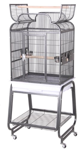 BirdsComfort HQ Open Small Bird Cage With Cart Stand 22x17 - Black