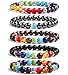 J.Fée Chakra Bracelet, Natural Stone Bracelet for Women Beads Adjustable Bracelet for Men Gemstone Crystal Bracelet for Healing Lava Stone Bracelet Yoga Diffuser Bracelet for Christmas