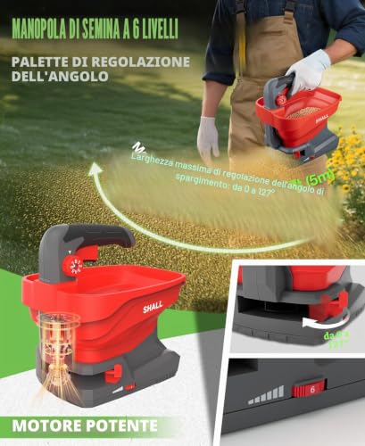 Shall Universal Rechargeable Battery Seeder, 7.2 V Electric Fertilizer Spreader, Suitable for Road Salting, Snow Removal and Sowing, Battery and Charger Included