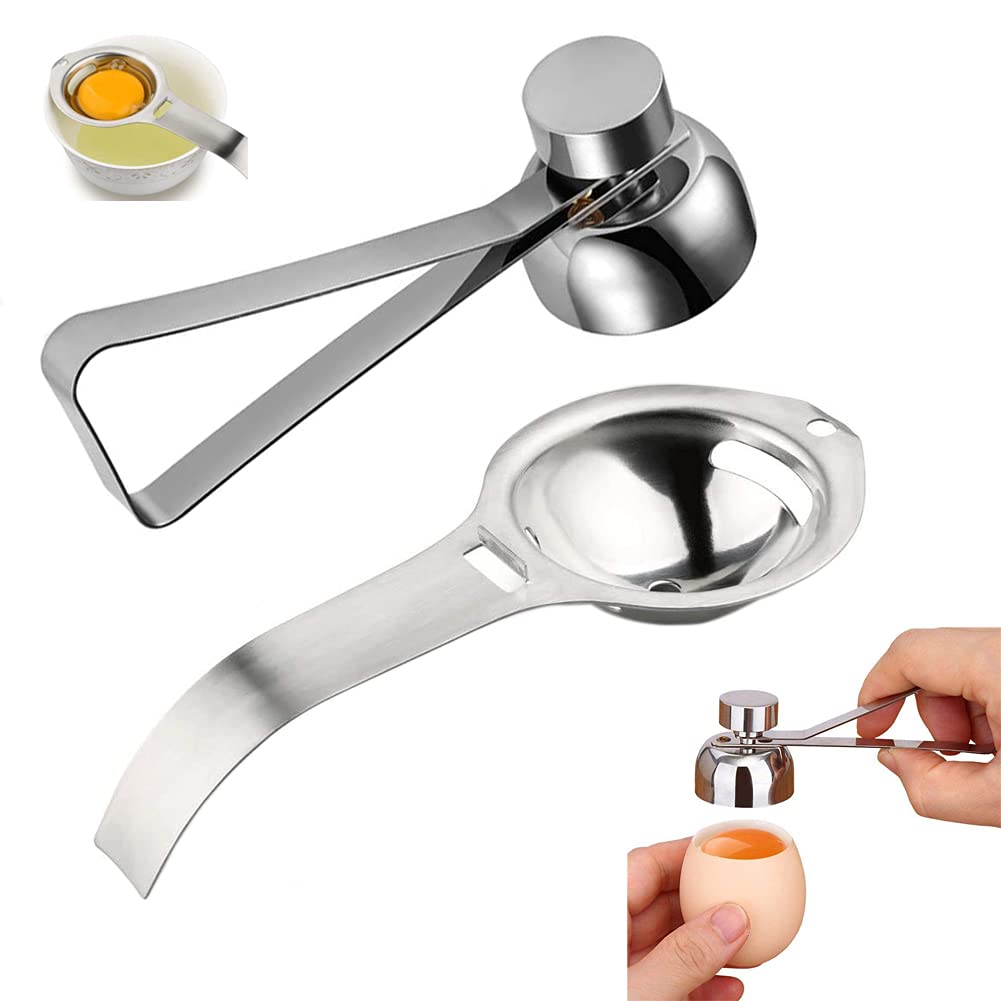 Steel Egg Opener, Stainless Steel Egg Opener, Egg White Separator, Stainless Steel Egg Cutter, Simple Kitchen Tool for Boiled Eggs (Silver)