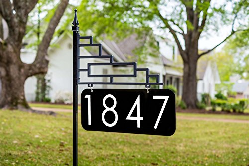 Address America USA Handcrafted Extra Large Contemporary Reflective 911 Yard Address Sign - 6" Numbers on Both Sides, 47" Pole - XL