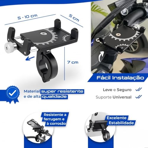 Suporte Para Celular GPS Bike Bicicleta E Moto Em Aluminio Articulado 360º Guidão Universal