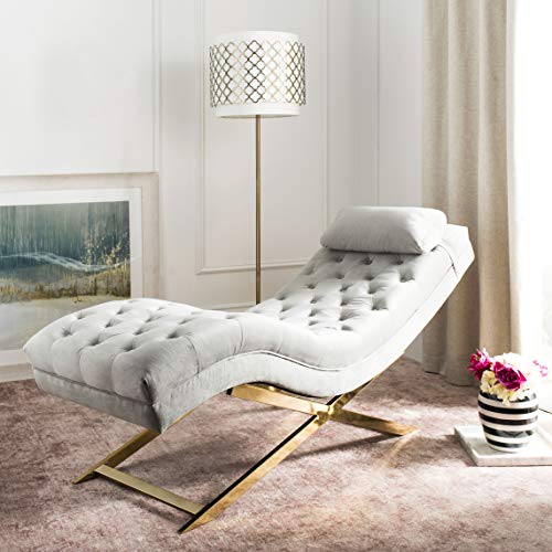 Safavieh Home Monroe Glam Grey Velvet and Brass