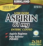 Kirkland Signature Low Dose Aspirin, 2 bottles - 365-Count Enteric Coated Tablets 81 mg each