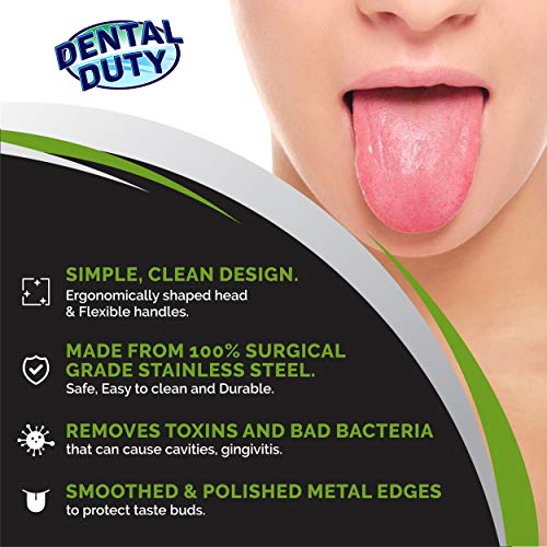 Premium Tongue Scraper - Stainless Steel With Rubber Grip - Improves Oral Care, Mouth Hygiene and Gets Rid of Bad Breath - Travel Case Included. - Thumbnail 2