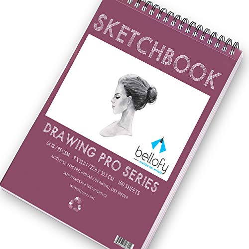 3 Bellofy+9x12+Inch+Spiral+Bound+Sketchpad+Micro+Perforated