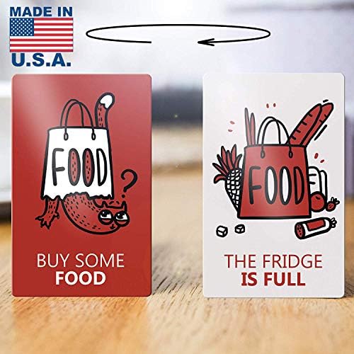 Reversible magnet reminder for fridge, double sided -Buy some food - The fridg is full