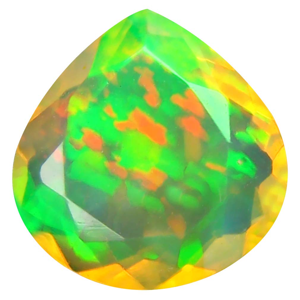 1.65 ct Pear Cut (10 x 10 mm) Un-Heated Transparent Quality Ethiopian Welo Rainbow Opal Natural Loose Gemstone