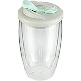 Restaurantware - Forma Professional 15.2 Ounce Insulated Travel Mug With Lid, 1 Double Wall Coffee Mug - Includes Lid, Reusable, Clear Borosilicate Glass Tumbler, Dishwashable, Microwavable