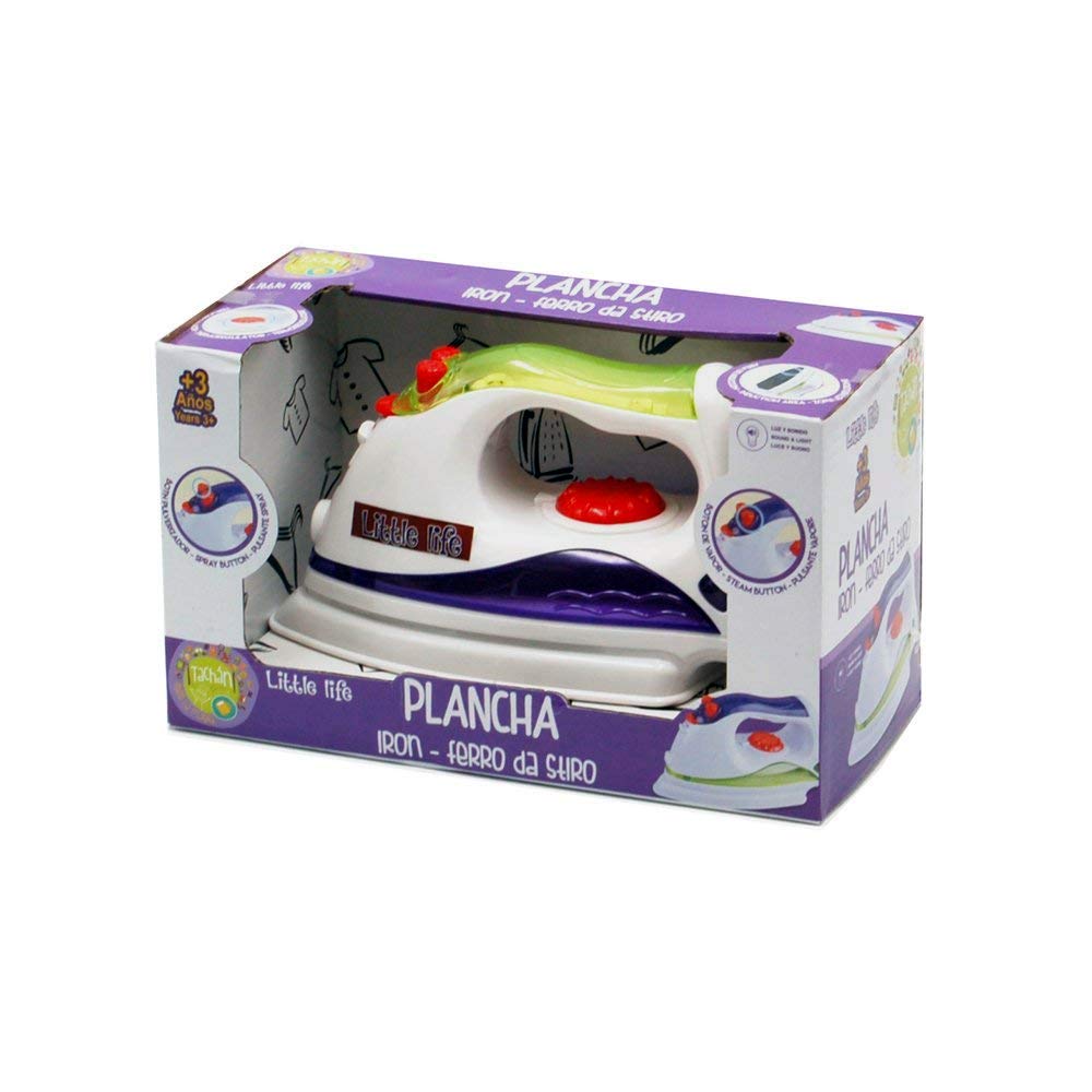 Tachan Little Life Iron, Purple and White, Assorted Colour/Model, Pretend Play Toy, Toy Iron, 3 aos a 6 aos, 2 AA batteries included