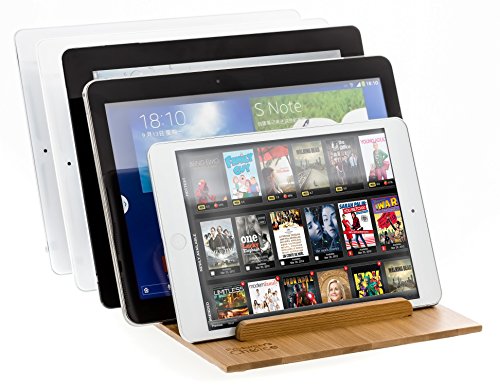 Prosumer's Choice Natural Bamboo Charging Station Rack Valet Dock Organizer for Smartphones and Tablets - Thumbnail 6