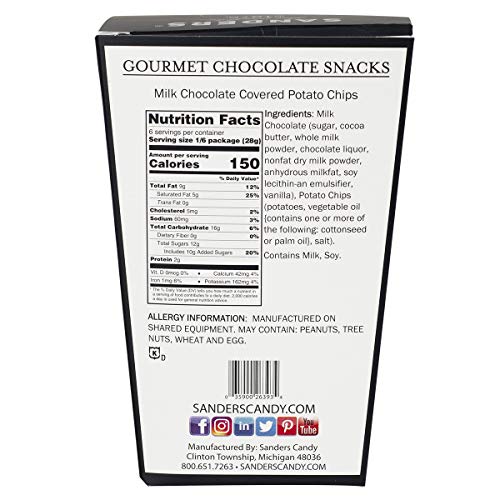 Sanders Milk Chocolate Covered Potato Chips Snacks, 6 oz Gift Box
