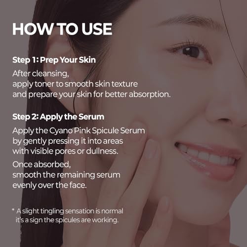 Dr.Melaxin Cyano Pink Spicule Serum with Vitamin B12, Liquid Microneedle Facial Treatment for Enlarged Pores, Niacinamide for Texture Refining & Renewal, 1.01 fl.oz