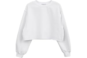 Amazhiyu Women Cropped Sweatshirt Long Sleeves Pullover Fleece Crop Tops