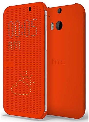HTC Desire 828 Dot View Case Smart Displaying Flip Protective Cover AaBbDd Professional Cell Phone Holster (Orange)