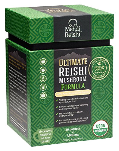 Ultimate Reishi Mushroom Formula by Mehdi Reishi – 30 Servings, 1,000mg–100% Pure, Natural, Organic Spores & Extract–Ganoderma Lucidum, Lingzhi – High Potency Beta-Glucan, Triterpenes