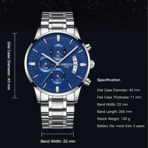 HOMVAN Unisex Uhr Analoges Quarzwerk mit Rostfreier Stahl Armband HOEP-07