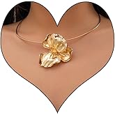 VIYPDRST Chunky Gold Flower Necklace for Women,Large Flower Trendy Pearl Pendant Choker Dainty Gold Statement Flora Collar Necklace Wedding Bridal Brithday Party Necklace Jewelry