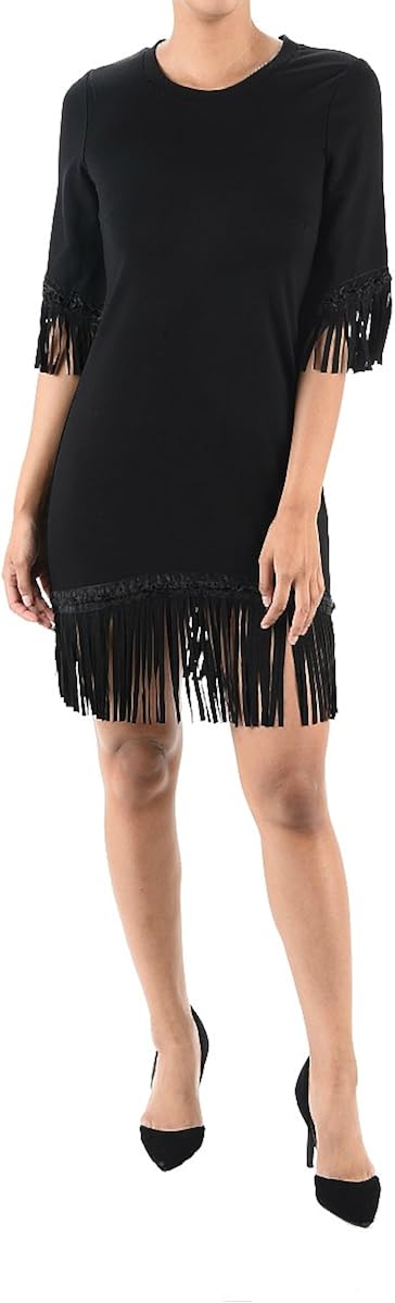 black fringe dress