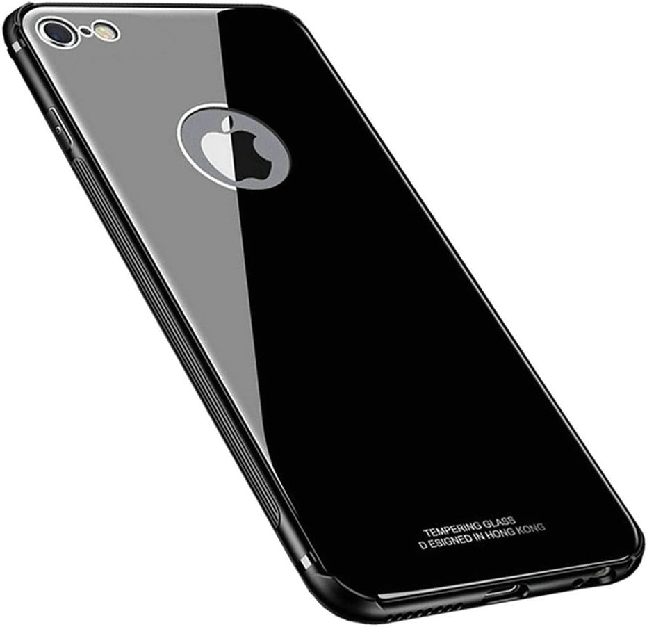 Kepuch Quartz Case for iPhone 6 6S - Soft TPU + Back Cover Made of Tempered Glass for iPhone 6 6S - Black
