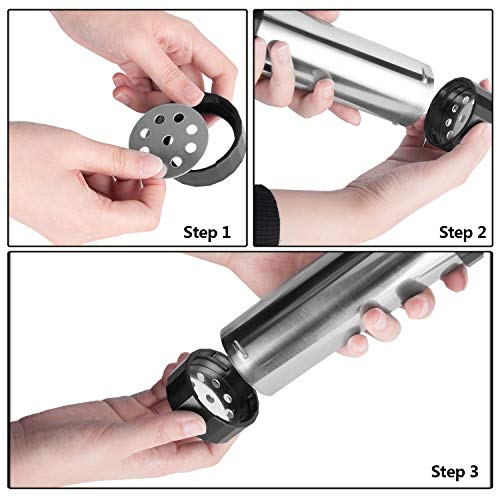 Cookie Press Gun Kit by Shule, Buscuit Maker Machine for Christmas 8 Discs and 8 Icing Tips,Black - Thumbnail 4