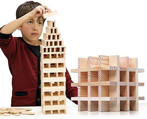 NEOWOWS 200 Pieces Wooden Building Blocks Stacking Games Construction Educational Toys for Kids Toddlers Boys Girls