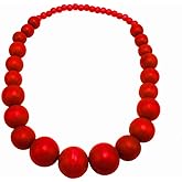 COLORFUL BLING Ethnic Natural Wood Beads Necklace for Men Women Africa Wooden Chain Chunky Strand Necklace Statement Hip Hop Jewelry