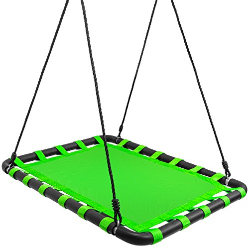 Sorbus Spinner Platform Swing â€“ Kids Indoor/Outdoor Rectangular Mat Swing â€“ Great for Tree, Swing Set, Backyard, Playground, Playroom â€“ Accessories Included (40 x 30, Square Green)