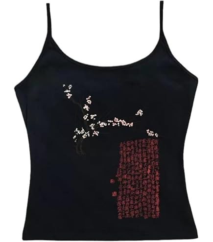Women's Y2k Japanese Ink Cherry Blossom Off Shoulder Top Anime
