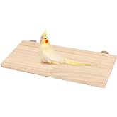 Wontee Bird Perch Stand Wooden Platform for Cockatiels Conures Rats Gerbils Chinchillas Squirrels (M)