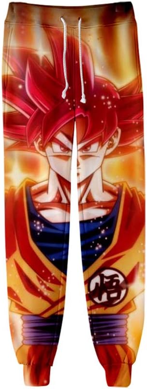 Zcbm Women Men Dragon Ball Z Joggers Pants 3D Print Anime Super Saiyan Goku Graphic Sweatpants Sport Baggy Trousers with Drawstring,L