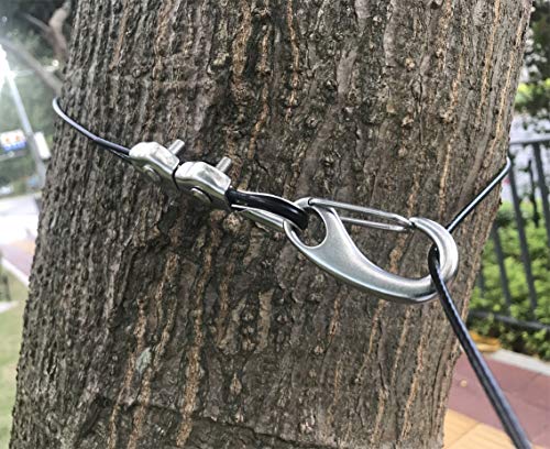 Senmit Globe String Lights Suspension Kit, Outdoor Light Guide Wire,Vinyl Coated Stainless Steel Steel Cable, 164 ft with Turnbuckle and Hooks