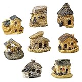 8 Pieces Fairy Garden Accessories Miniature Fairy Garden Stone House for Miniature Garden Ornaments Dollhouse Decor (Random color)