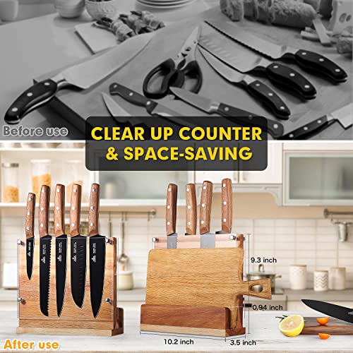 ENOKING 6PCS Kitchen Knife Set with Block Wood Knife Holder