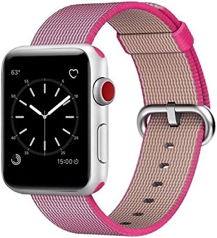 Smart Watch Band, Uitee Woven Nylon Band for Apple Watch 42mm Series 3/2/1, Uniquely and Artistically Designed Replacement Strap for iWatch, Best Comfortably Light With Fabric-Like Feel (Pink)