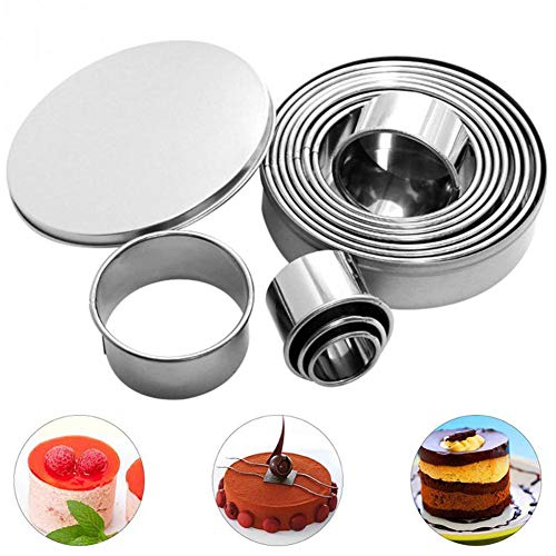Seacity Round Cookie Biscuit Cutter Set with 12 PCS, Cake Molds Pastry Cutters Stainless Steel Baking Metal Circle Fondant Molds Round Cutters For Muffins Crumpets Donuts Scones Mousse