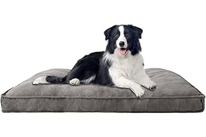 WELLYELO Large Dog Bed Outdoor Dog Crate Beds for Large Medium Dogs Dog Crate Pad Pet Bed Machine Washable (36x27x4, Gray-1)