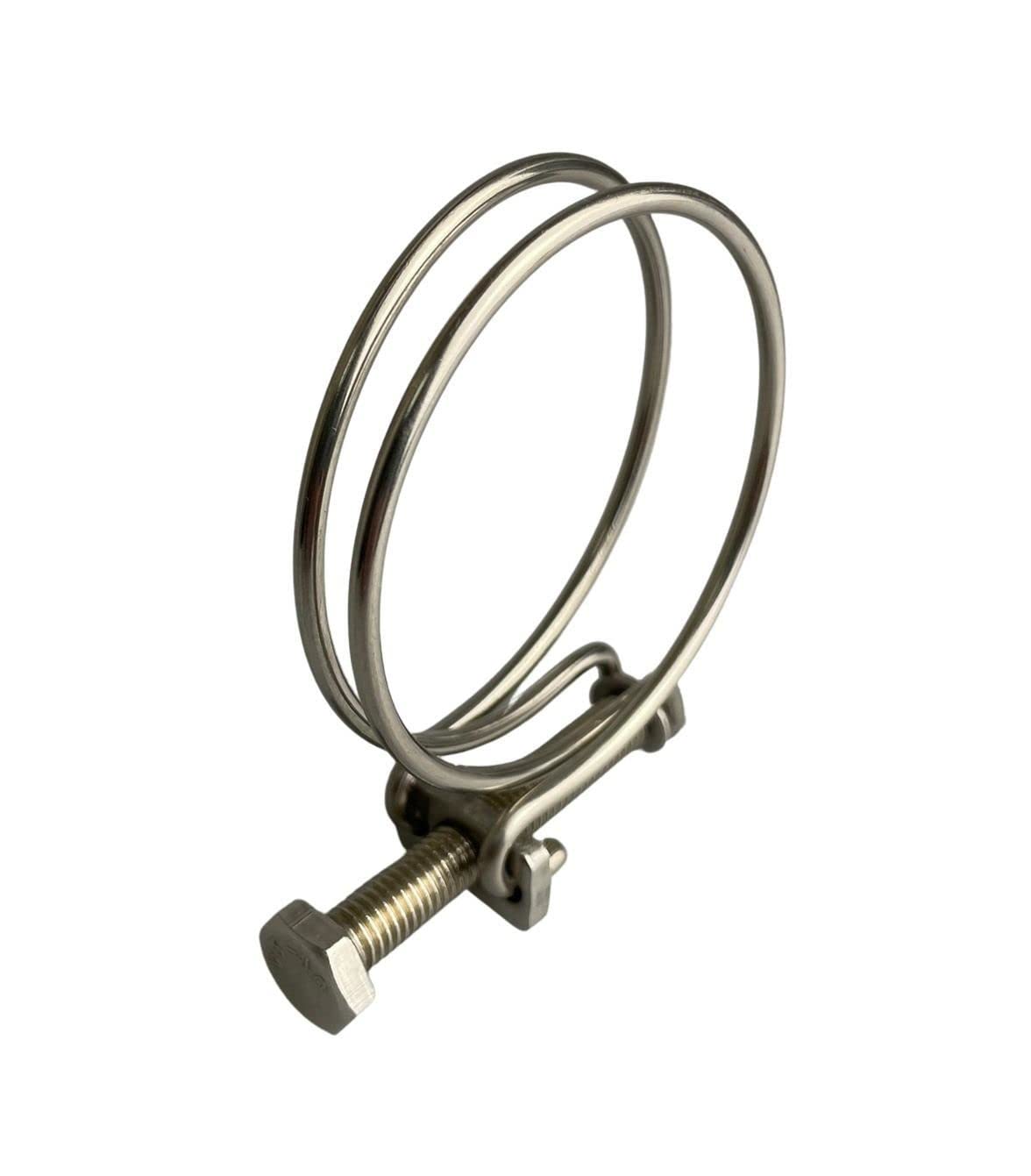 Boltza Stainless Steel Double Wire Hose Clips 62-70mm Pond Pipe Screw Tight Koi Fish Fitting Filter Pump Clamp x10