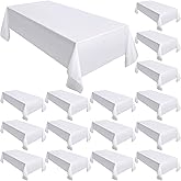 Moukeren 18 Pack Rectangle Tablecloths 58 x 102 Inch Table Cloth Reusable Washable Polyester Table Clothes Bulk for 6 ft Tables for Wedding, Party, Restaurant (White)