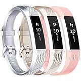 Vancle for Fitbit Alta HR/Ace Bands and Alta Bands, Adjustable Replacement Accessories Wristbands for Fitbit Ace/Alta and Alta HR, Silver Gold Pink, Small