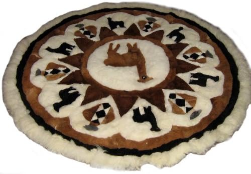 Alpakaandmore Original Peruvian Alpaca Fur Rug Round Different Sizes (170 cm/ 66.9")