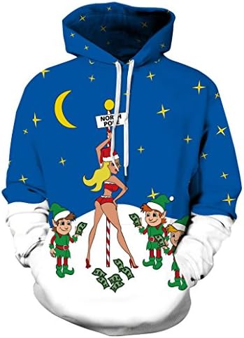KSJK Unisex Funny Print Ugly Christmas Halloween Sweatshirts Jumper Hoodie NO61 XXXL