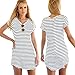 Sunward Women Crew Neck Short Sleeve Striped Loose T-Shirt Mini Dress (M)