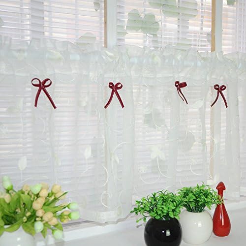 XIULIHUI Countryside Linen Window Curtain with Bowknot Cafes Curtain Kitchen Cupboard Curtain 1 Panel,18 x 60inches (140x60cm)