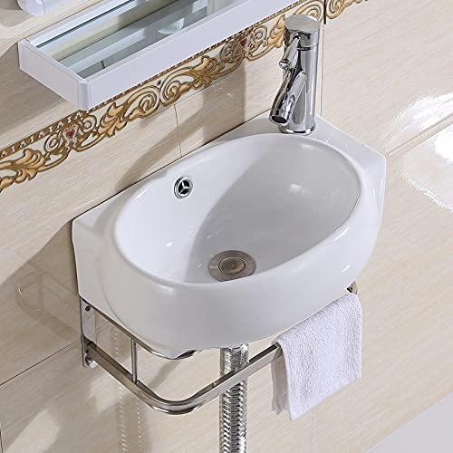 おしゃれ 洗面ボール 洗面ボウル 小型洗面ボウル 壁掛け 洗面台 洗面鉢 手洗い器 手洗いボウル 手洗台 壁付け型 浴室洗面台 ミニ型 バルコニー 陶器製 シンプル (楕円)