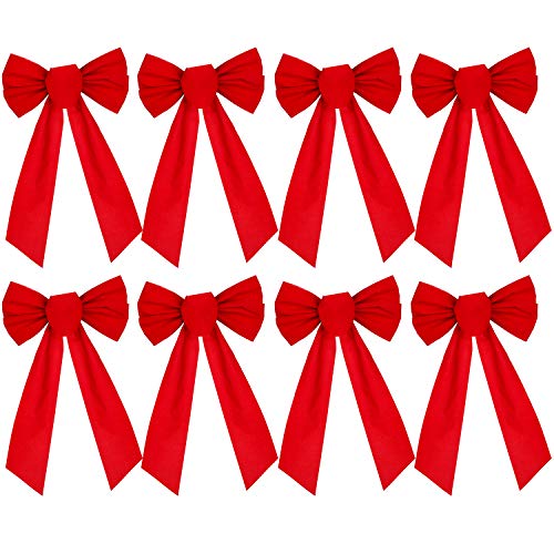 Artiflr 8 Pack Red Velvet Christmas Bow, 9.5 X 17.2inch Large Holiday Red Bow for Christmas Wreath Christmas Tree Xmas Garland Window Wall Large Gifts - Thumbnail 7